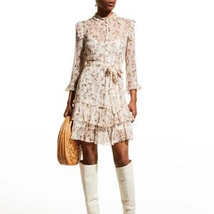 ALESSIA ZAMATTIO Floral Silk Ruffled Mini Dress